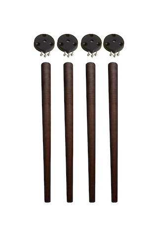 4 Adet Ceviz Vernikli Konik Ahşap Masa Ayağı 70 Cm Açılı Aparat Ve Montaj Vidası Dahil Kayın Ağacı