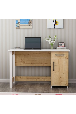 Bmdekor Çalışma Masası Nest Beyaz Safir Meşe