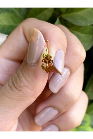 14 Ayar Altın Sallantılı Kalpli Halka Hızma Sarı