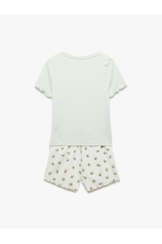 Koton Viskon Avokado Baskılı Şortlu Pijama Takımı Yeşil 5slk40025mk Yeşil