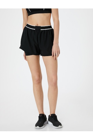 Koton Spor Taytlı Şort Beli Lastikli Standart Bel Slim Fit Siyah 4sak40056nw Siyah