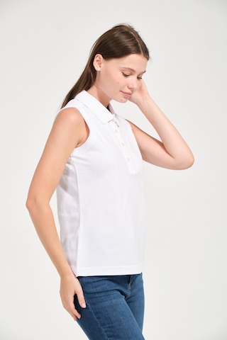 Kadın Regular Fit Kolsuz Polo Beyaz
