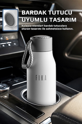 Fika Rento Sızdırmaz Vidalı Kapaklı Geniş Ağızlıklı Kolay Taşınabilir Çelik Termos 600 Ml Beyaz