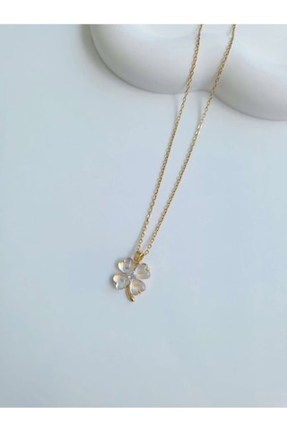 Çelik Gold Yonca Kadın Şans Kolye Sevgiliye Hediye Altın