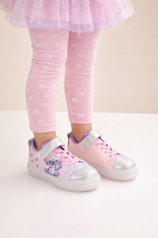 Mini Bonito Kız Çocuk Desenli Işıklı Led Tabanlı Simli Cırt Cırtlı Sneaker Gümüş