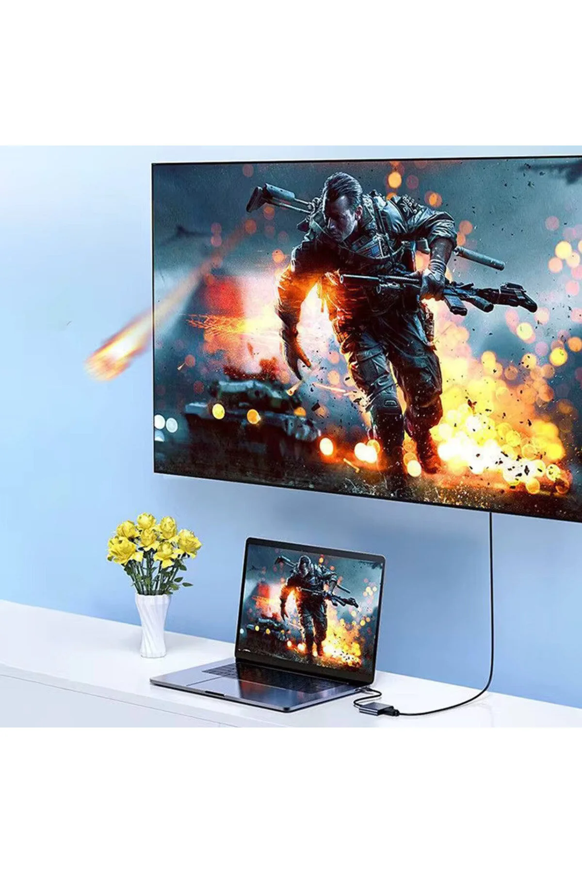 Hdmı Uyumlu 3 İn 1 Kablo Dönüştürücü Samsung Huawei İpad Mac Usb 3.1 Tip C Hdmı Uyumlu 4k Adaptör 001