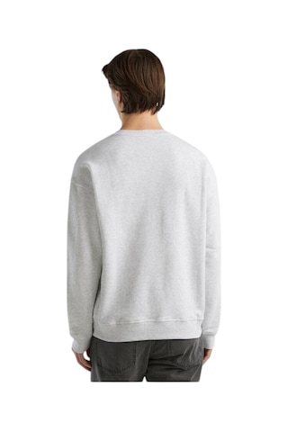 Erkek Açık Gri Melanj Logo Baskılı Sweatshirt