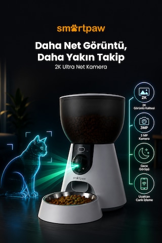 Smartpaw Fresh Feeder Ultra Kameralı Akıllı Otomatik Mama Kabı Distribütör Garantili