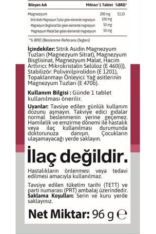 Tr Magnezyum Kompleks 3'ü 1 Arada 60 Tablet