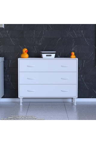 Modilayn Söke 100x75x32,5 Cm Lik 3 Çekmeceli 6 Gözlü Banyo Organizeri Maxi Çok Amaçlı Banyo Dolabı Beyaz