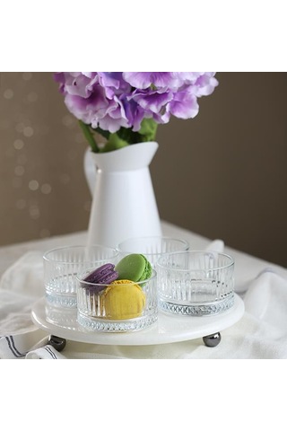 Akayev Mermer Beyaz 25 CM Füme Boncuk Ayak Elysia 4'lü Reçellik I