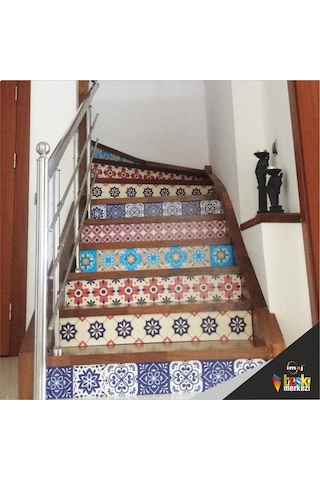 Merdiven Sticker Folyo Kaplama 5 Adet 18CM x 120CM Çiçek N11.672