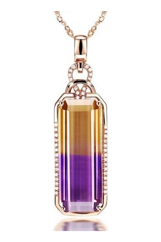 925 Gümüş Kolye Dikdörtgen Şekli Topaz Zirkon Kadınlar Için Taş Kolye Mücevherat Düğün Süsler Altın - Gümüş