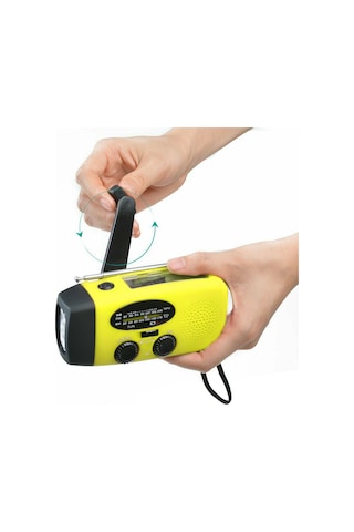 Dofolink Güneş Enerjili El Crank Acil Radyo, Noaa/am/fm Alıcısı, 3 Led Feneri, Avrupa Versiyonu, Sarı
