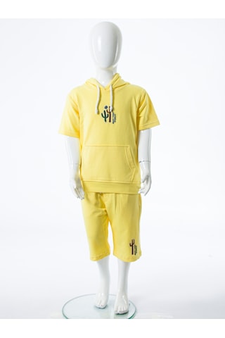 Xo Kids Erkek Çocuk Yazlık 2li Alt Üst Takım Tişort + Şort 2-7 Yaş 3221 Sarı