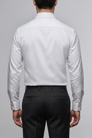 Torivalli Collection Dar Kesim Slimfit Saten Kolay Ütülenebilen Mevsimlik Cepsiz Uzun Kollu Kol Düğmesi Takılabilen Erkek Gömlek Beyaz