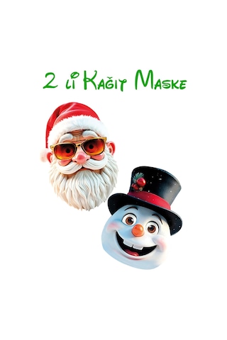 Yılbaşı Maske Seti 2'li Noel Baba - Kardan Adam 1 Adet