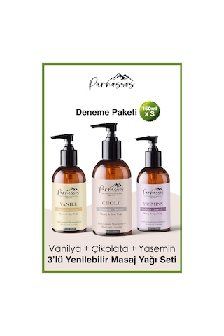 Parnassos Vanilya + Çikolata + Yasemin Özlü Aramoterapi Masaj Yağı 3 x 150 ML