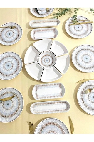 Blue Eyes 8 Kişilik 19 Parça Kahvaltı Takımı Kahve Mavi