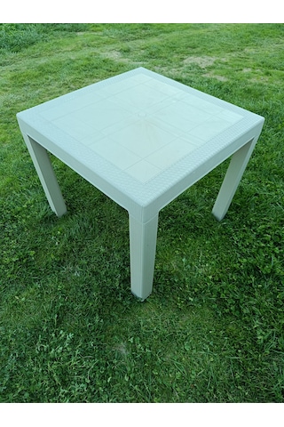 Evko Mobilya Rattan 90x90 Masa, Plastik Masa, Bahçe Balkon Teras Masası, Kare Masa, Dış Mekan Masası Cappuccino