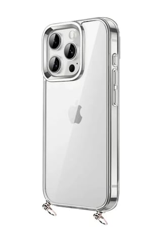 Hippi Apple Uyumlu iPhone 14 Pro Şeffaf Askılı Telefon Kılıfı Beyaz - Şeffaf