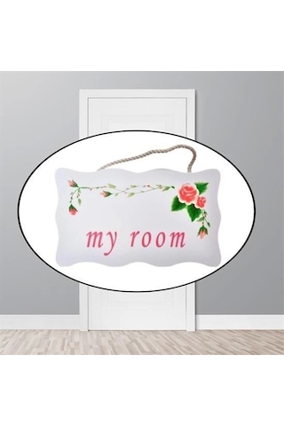 Decotown My Room Benim Odam Dekoratif Çiçek Desenli Kapı Askısı Çok Renkli