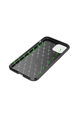 Apple Uyumlu iPhone 12 Pro Max Karbon Desenli Negro Silikon Kılıf
