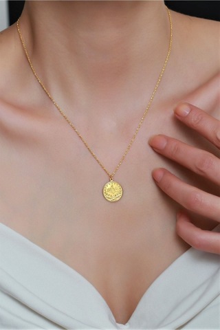 14 Ayar Altın Tuğralı Halat Burgu Zincir Kolye 1,8 Cm Sarı Altın