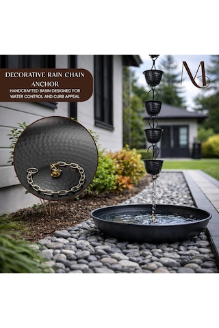 Monarch Rain Chains 29125 Siyah Toz Kaplamalı 38 Cm Yağmur Zinciri Havzası Elle Dövülmüş Yumuşak Çelik 15 Sku: Smg8690010019479 Açık Bej
