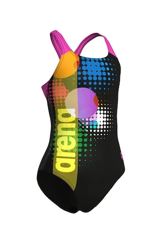 Arena Girls Swimsuit Dots Swim Pro Back Black Multicolor Shocking Pink Kız Çocuk Yüzücü Mayosu 010745559 Çok Renkli