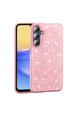 Zore Galaxy Uyumlu A26 Kılıf Parlak Taşlı Tasarım Sys Pırlanta Kapak - Pembe Pembe