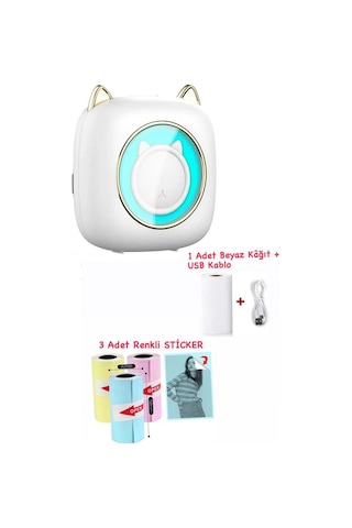 Schulzz C23 Mini Yazıcı + 1 Beyaz + 3 Adet Renkli Kağıt