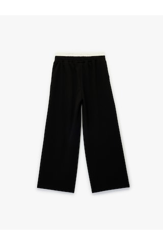 Koton Beli Lastikli Cepli Geniş Paça Pantolon Siyah 7wkg40026ak