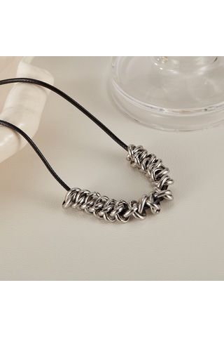 Sones Opk Gx2423 Kişiselleştirilmiş Deri Halat Paslanmaz Çelik Yüzük Kolye Ucu Aksesuarları