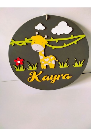 Çocuk Oda Kapı İsme Özel Süs Sarı