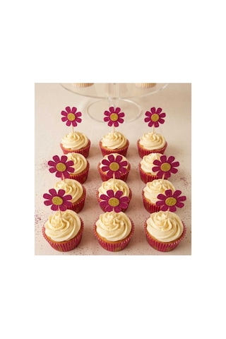 Papatya Fuşya Renk Simli Cupcake Kürdanı Doğum Günü Parti Ve Pasta Süsü 10lu 5 Cm Papatya Fuşya Renk Simli Cupcake Kürdanı Doğum Günü Parti Ve Pasta Süsü 10lu 5 Cm