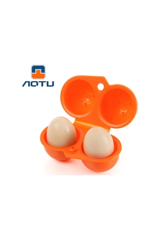 Aotu AT6358 2 Hazneli Dayanıklı Plastik Yumurta Saklama Kutusu Turuncu Çok Renkli
