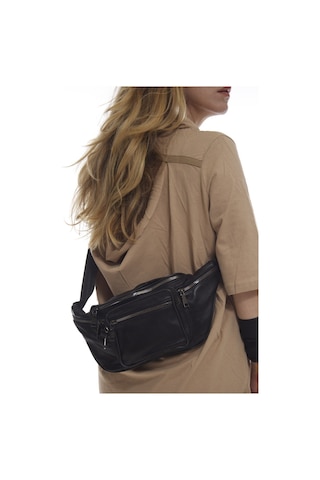 Nahitatyana Unisex Siyah Çok Cepli Hakiki Deri Freebag Bel Çan... Siyah