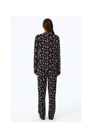 Penti Siyah Floral Dream Uzun Kollu Gömlek Pantolon Pijama Takımı