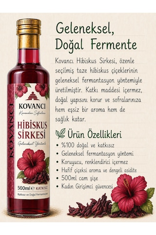 Hibiskus Sirkesi 500 Ml %100 Doğal Fermente Katkısız
