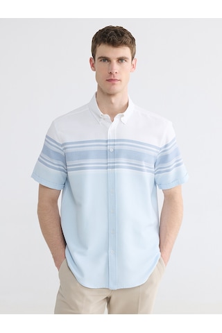 Lcwaıkıkı Classic Turkuaz Regular Fit Armürlü Erkek Gömlek