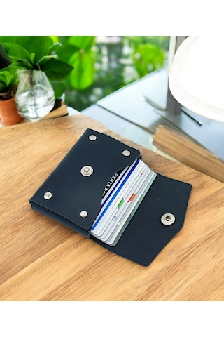 Cronder Hakiki Deri Yan Model Kutu Kartlık Siyah