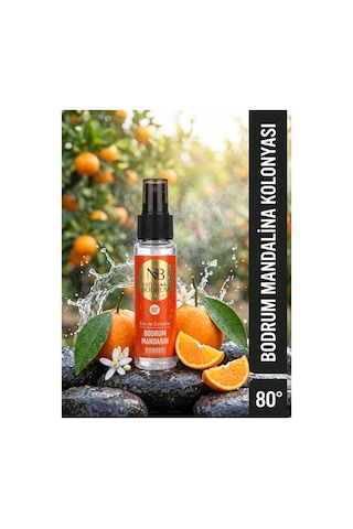 Bodrum Mandarin Mandalina Kolonyası 60 Ml Sprey Başlıklı 2'li Paket 80 Cep Boy Toptan Set