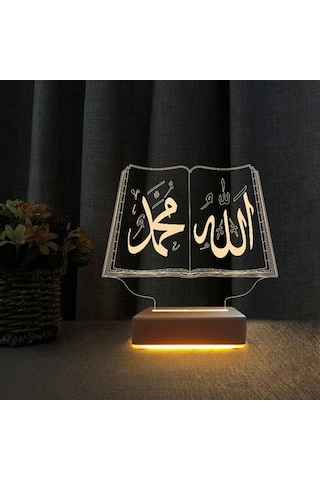 3D Led Gece Lambası Allah Muhammed Yazılı Led Lamba 3D Led Gece Lambası Allah Muhammed Yazılı Led Lamba