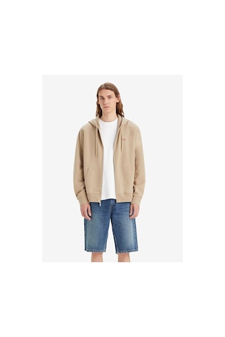 Levi's Levis Renksiz Erkek Kapüşon Normal Düz Önden Fermuarlı Sweatshirt A7770-0002 krem