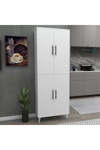 Reyo Home Enda 6 Raflı 4 Kapaklı Çok Amaçlı Dolap Beyaz