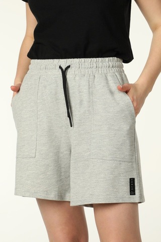 Defys Kadın Beli Lastikli Cepli Etiket Detaylı Regular Fit Şort Gri Melanj - 527882928 Gri Melanj