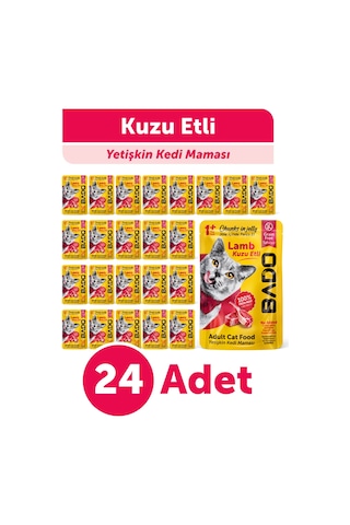 Bado Yetişkin Yaş Kedi Maması Kuzu Etli 85gr 24'lü