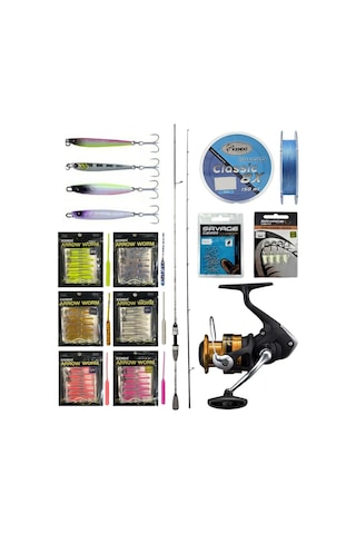 Yekoutdoor Arrow Worm Lrf Seti Kendo Kenshi Pro 2.10m 1-7 Gr Olta Kamışı&shimano Makina Fx 1000 Fc 1 Adet
