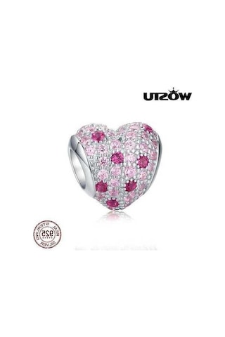 Novahub 925 Ayar Gümüş Aşk Boncuk Pembe Zirkon Fit Orijinal Kolye Bilezik Takı Wostu Romantik Genç Kız Gümüş